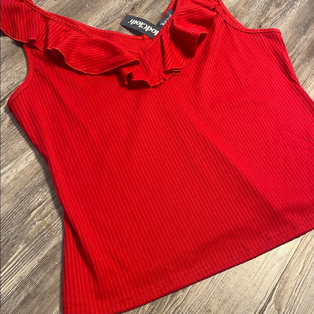 NWT MODCLOTH Ruffle Me This Red Ribbed Tank XL - Picture 5 of 6